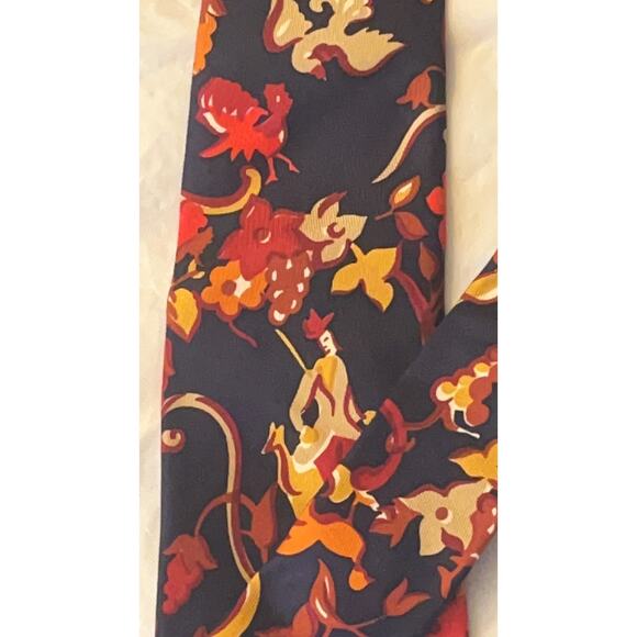 Salvatore Ferragamo Silk Tie - Equestrian theme - Navy Blue/Multicolor Necktie - Picture 6 of 14